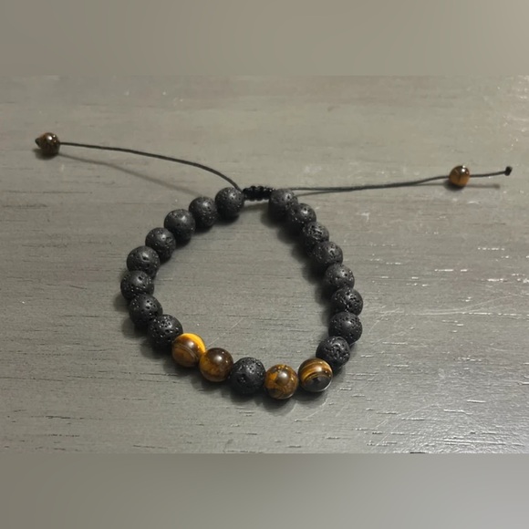 Lava Volcanic Stone Bead Bracelet - Picture 1 of 4